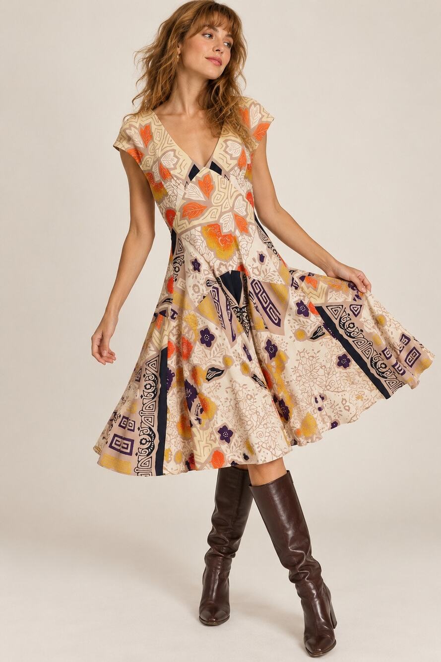 VTG 90s Y2K Nicole Miller Studio Silk Dress 12 Fall Whimsigoth Artsy Boho Retro